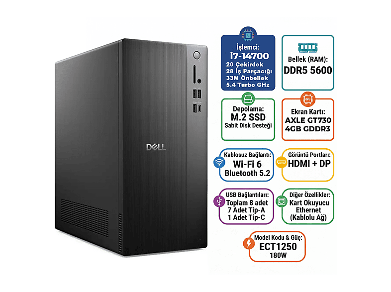 DELL Tower 4 GB GT730 ECT1250_RPLSR007_U 025 Intel® Core™ i7-14700