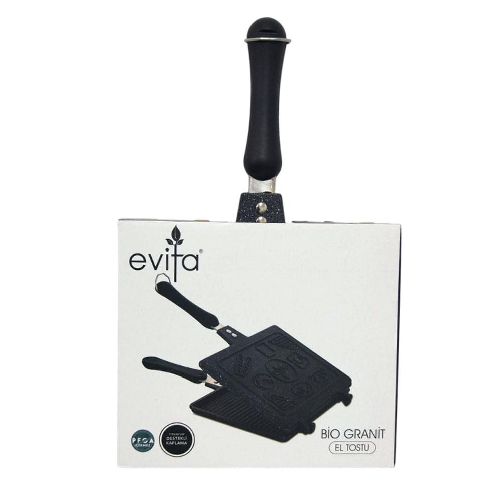 EVITTA Bio Granit Ocak Üstü El Tost Makinesi Siyah