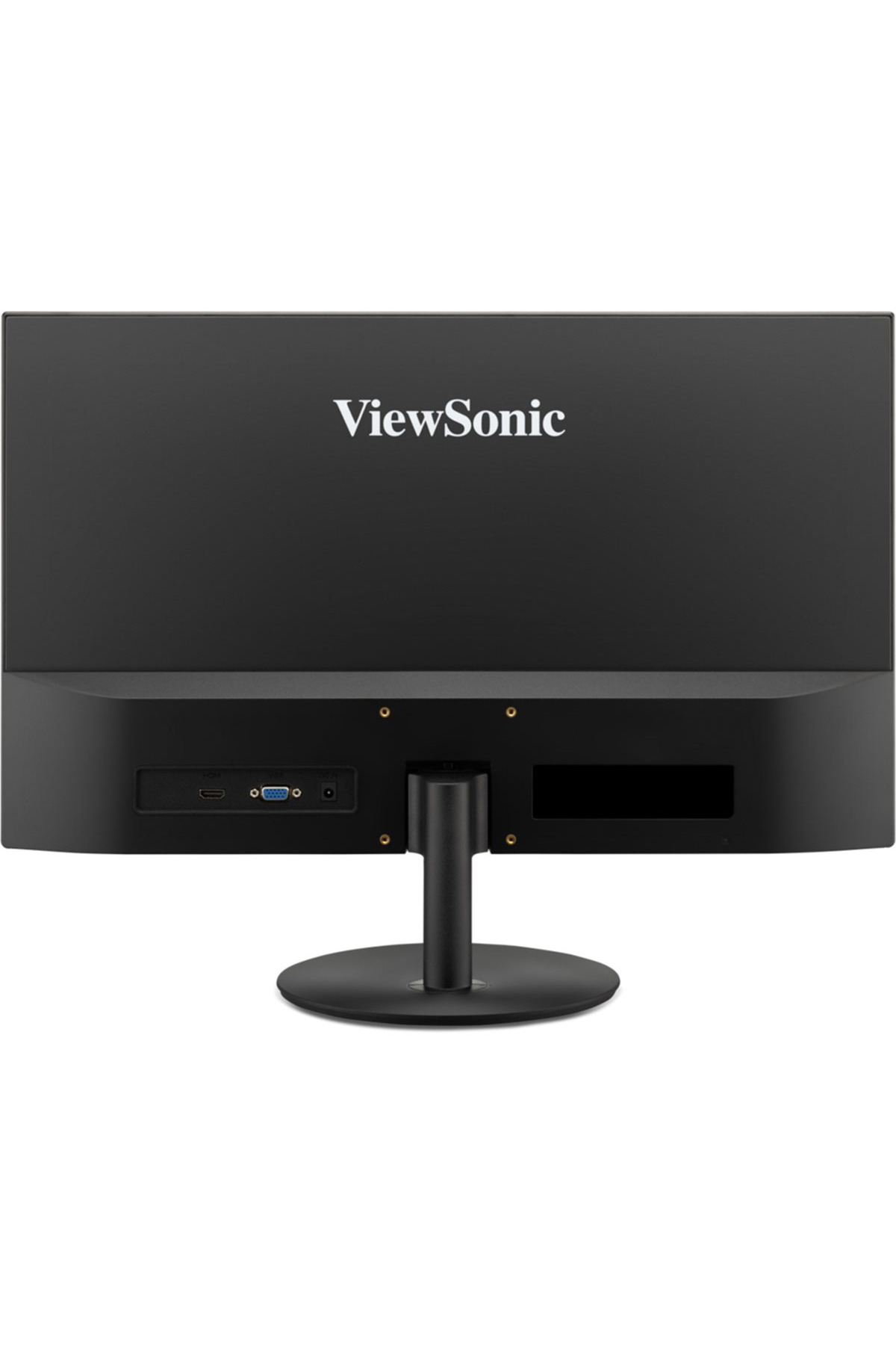 Retro di un monitor ViewSonic nero con porte e supporto.