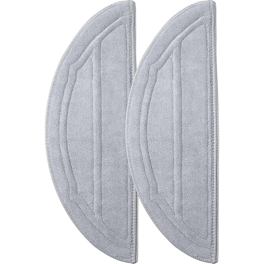 Beyaz arka plan üzerinde dikişli desenlere sahip iki gri mikrofiber paspas.