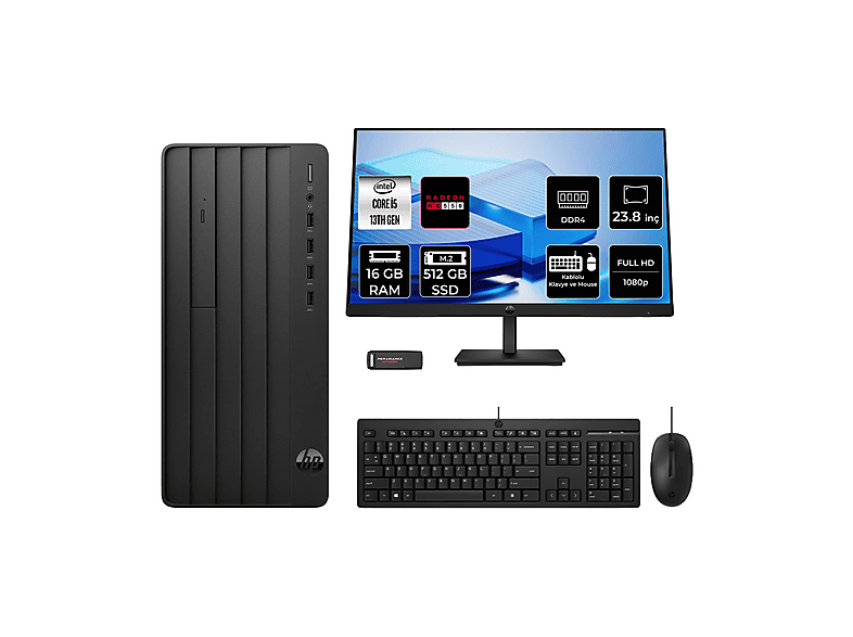 HP Pro Tower 290 G9 RX550/4GB 23.8" B6JD6ESPN589 PER4 Bellek Intel Core i5-13400 16 GB RAM 512 GB SSD FreeDOS Masaüstü Bilgisayar