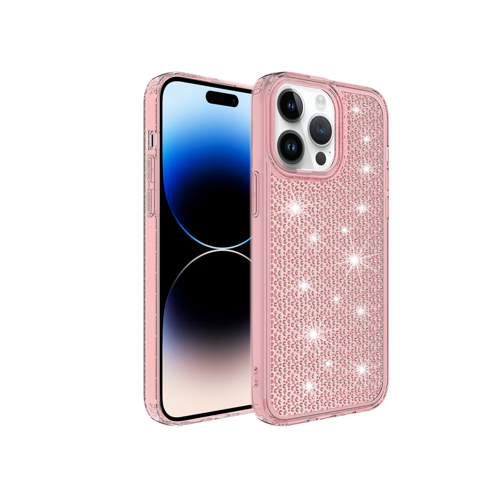 Yanında iPhone bulunan, sim detaylı pembe bir iPhone kılıfı.