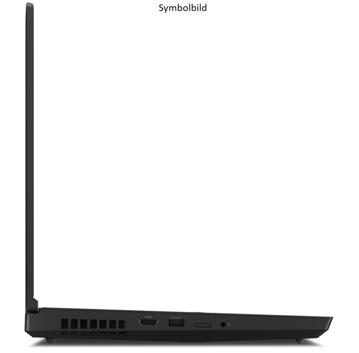 Seite eines schwarzen Laptops mit Anschlüssen: HDMI, USB-C, SD-Kartenleser und Kopfhörerbuchse.