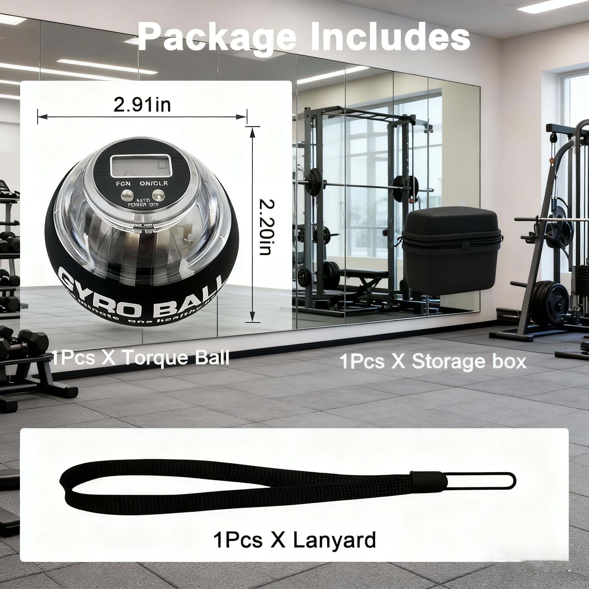 Paket enthält: Drehmomentball (2,91x2,20 Zoll), schwarze Aufbewahrungsbox, Lanyard.