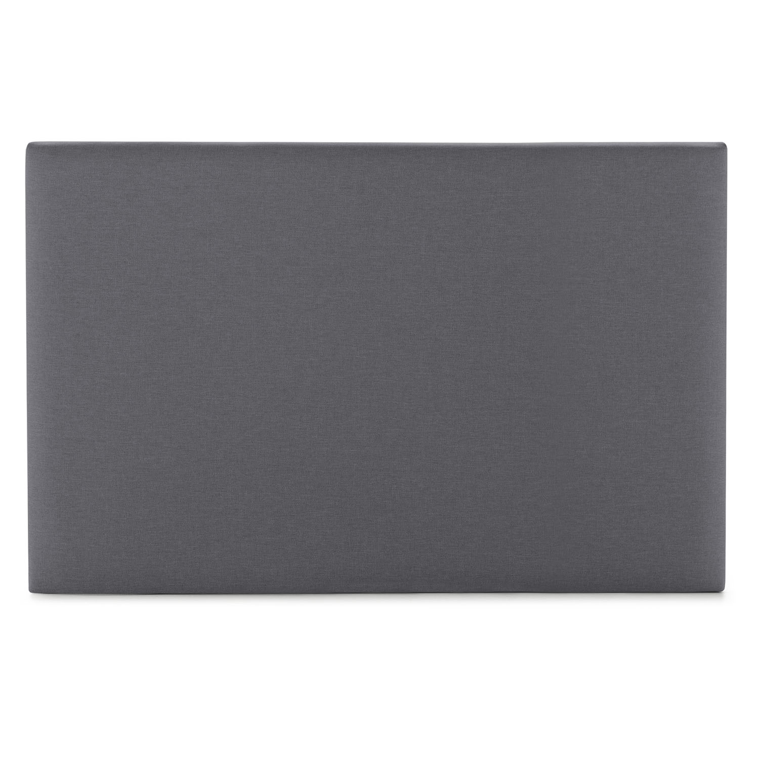 Un cabecero rectangular gris tapizado.