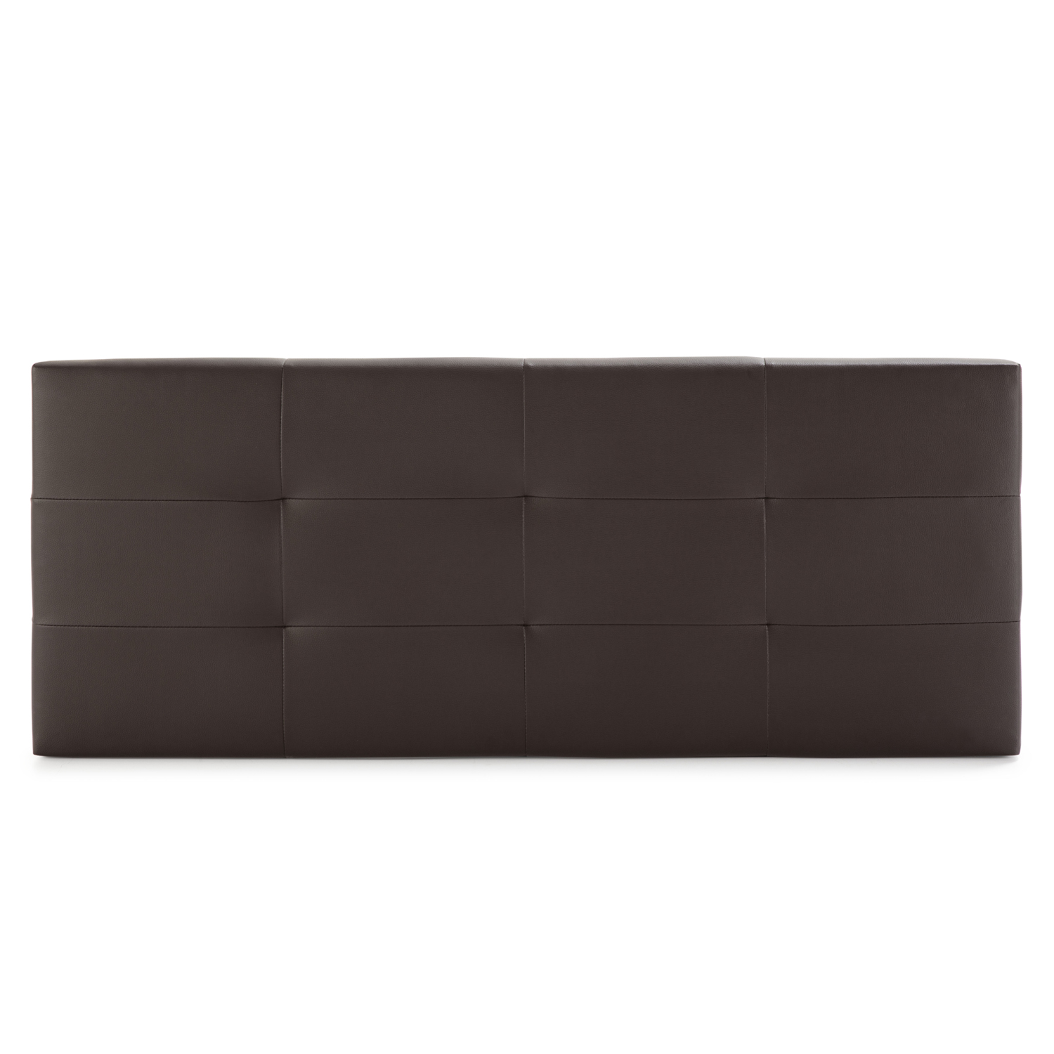 Cabecero marrón oscuro con secciones rectangulares.