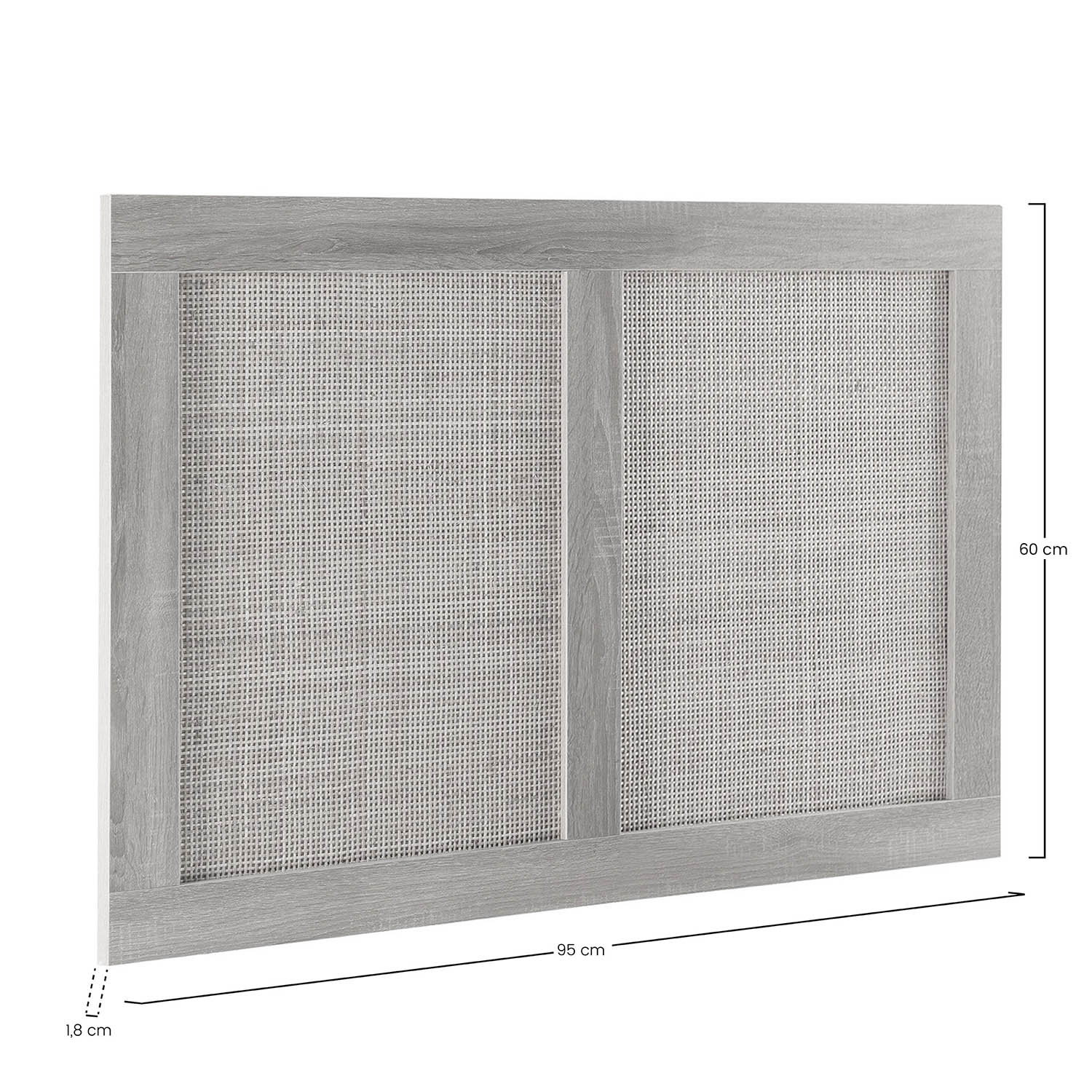 Marco de madera gris con dos insertos tejidos, 95x60 cm.
