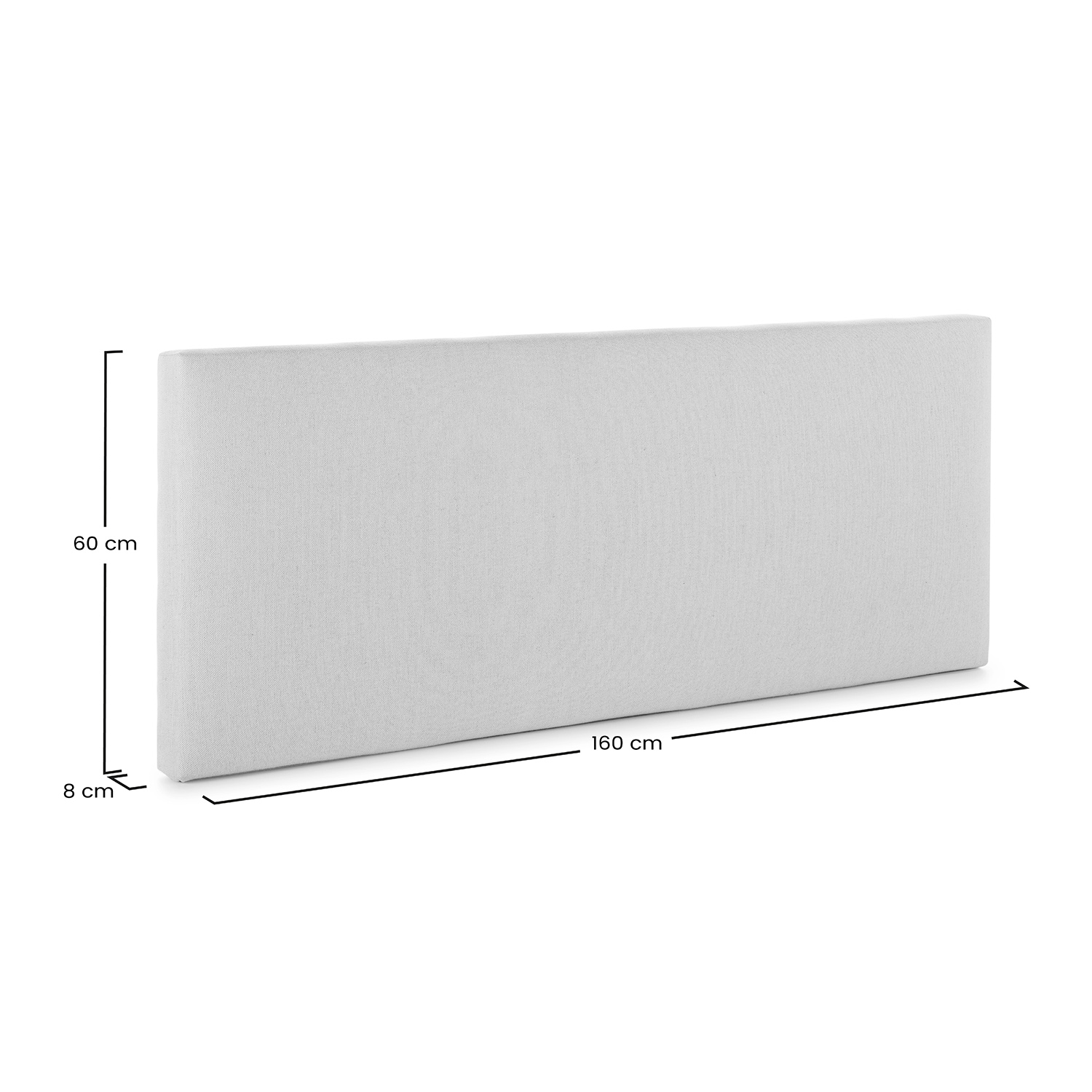 Respaldo de tela gris, 160x60x8 cm.