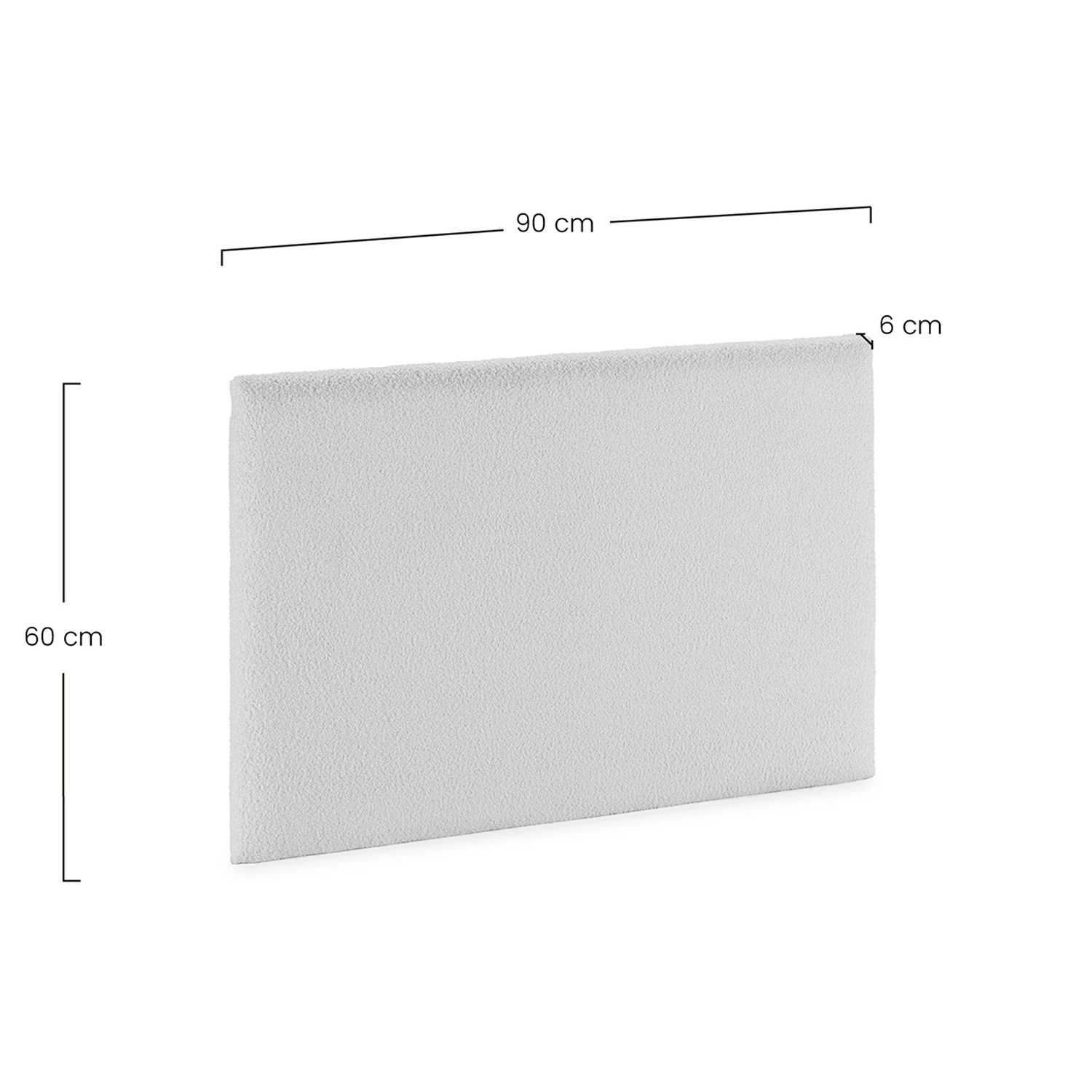 Un panel rectangular gris claro de 90x60x6 cm.