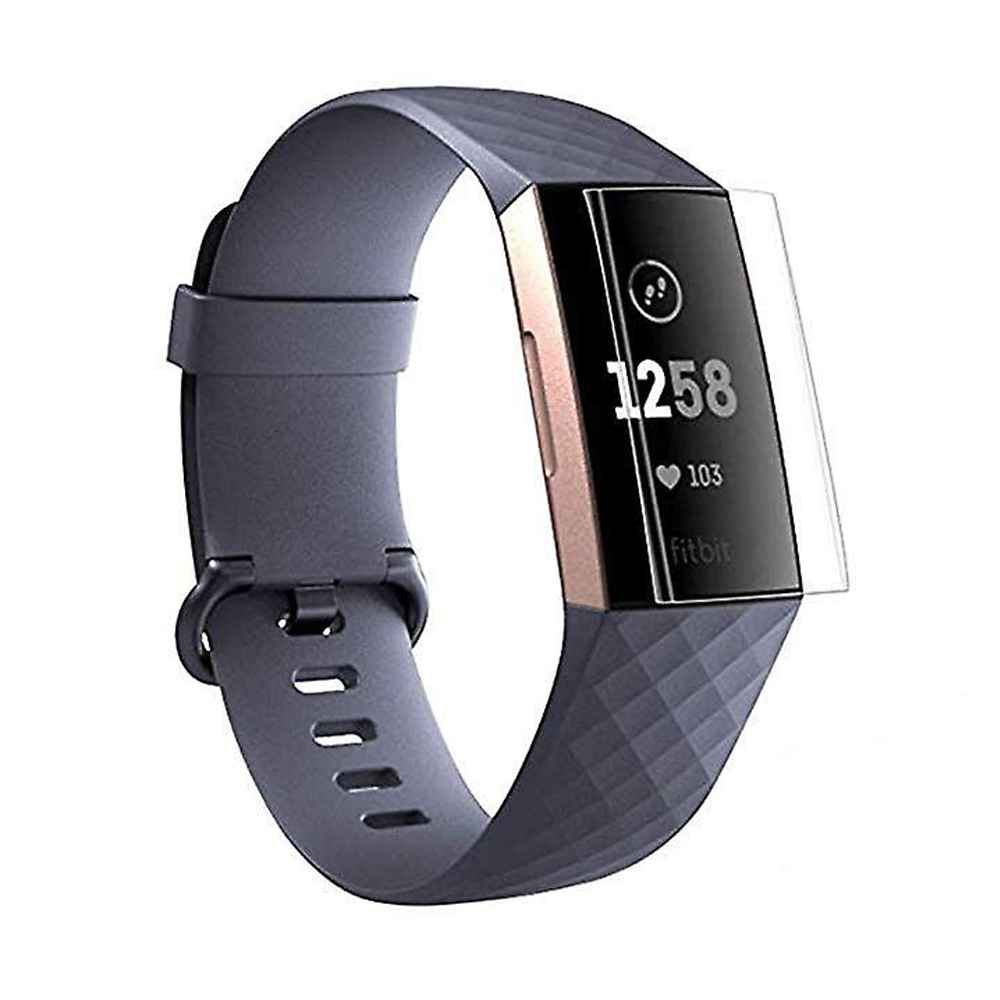 1258 adım ve 103 kalp atışını gösteren ekranlı gri Fitbit bilekliği.