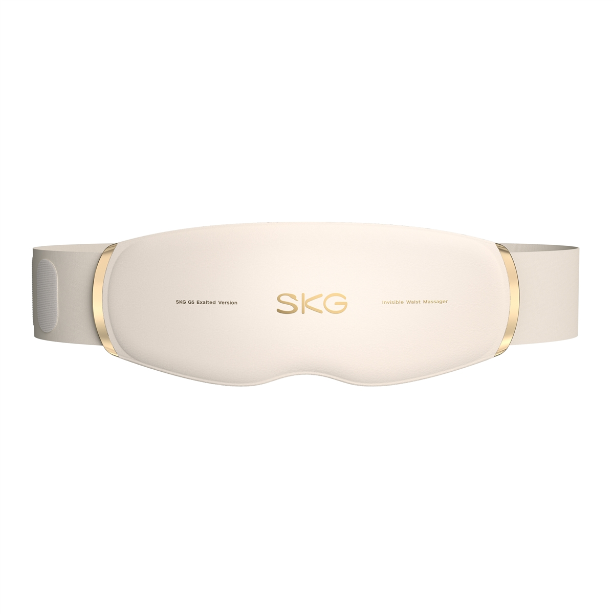 Un massaggiatore per vita invisibile SKG G5 Exalted Version color crema con finiture oro.