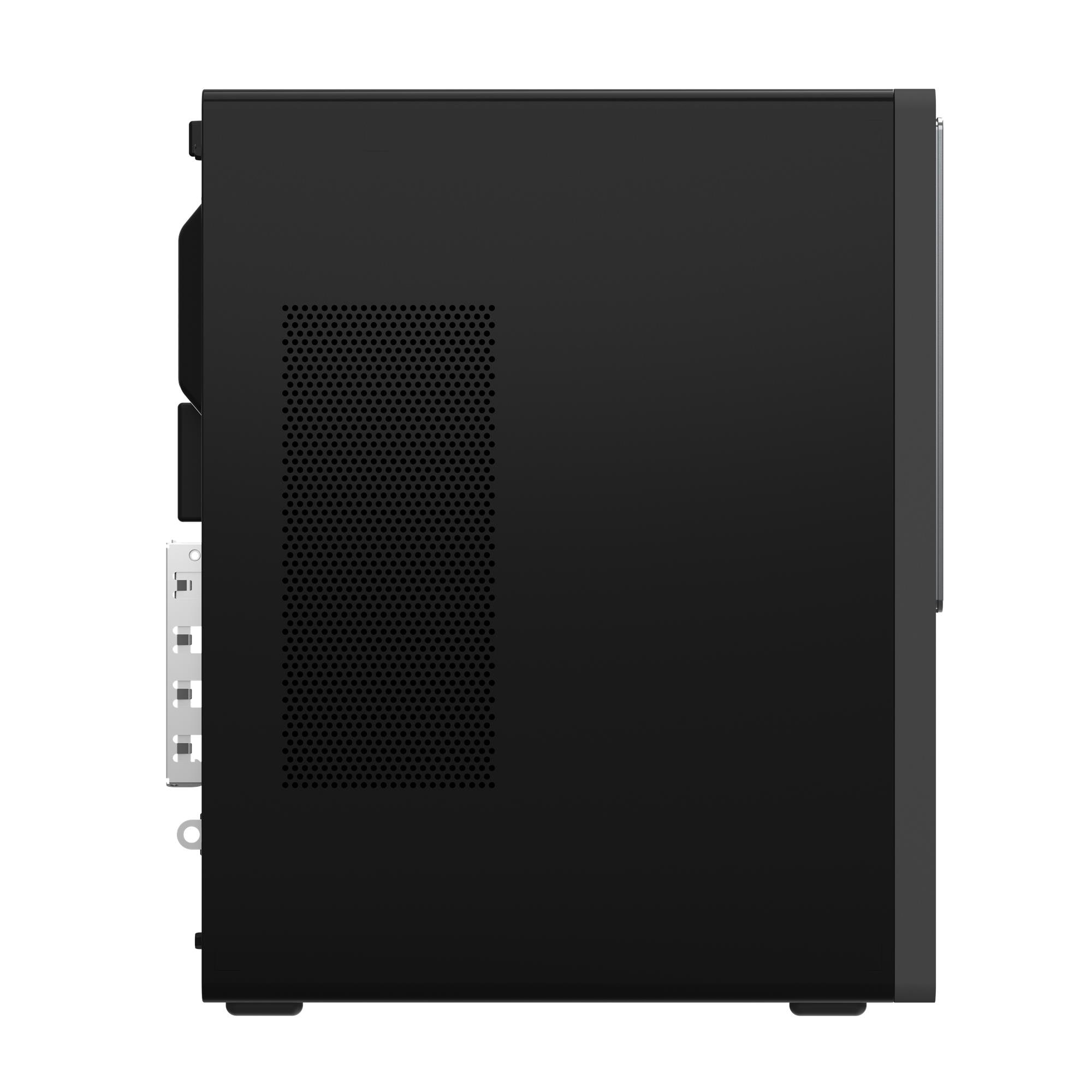 Case del computer nero visto di lato, con fessure di ventilazione.
