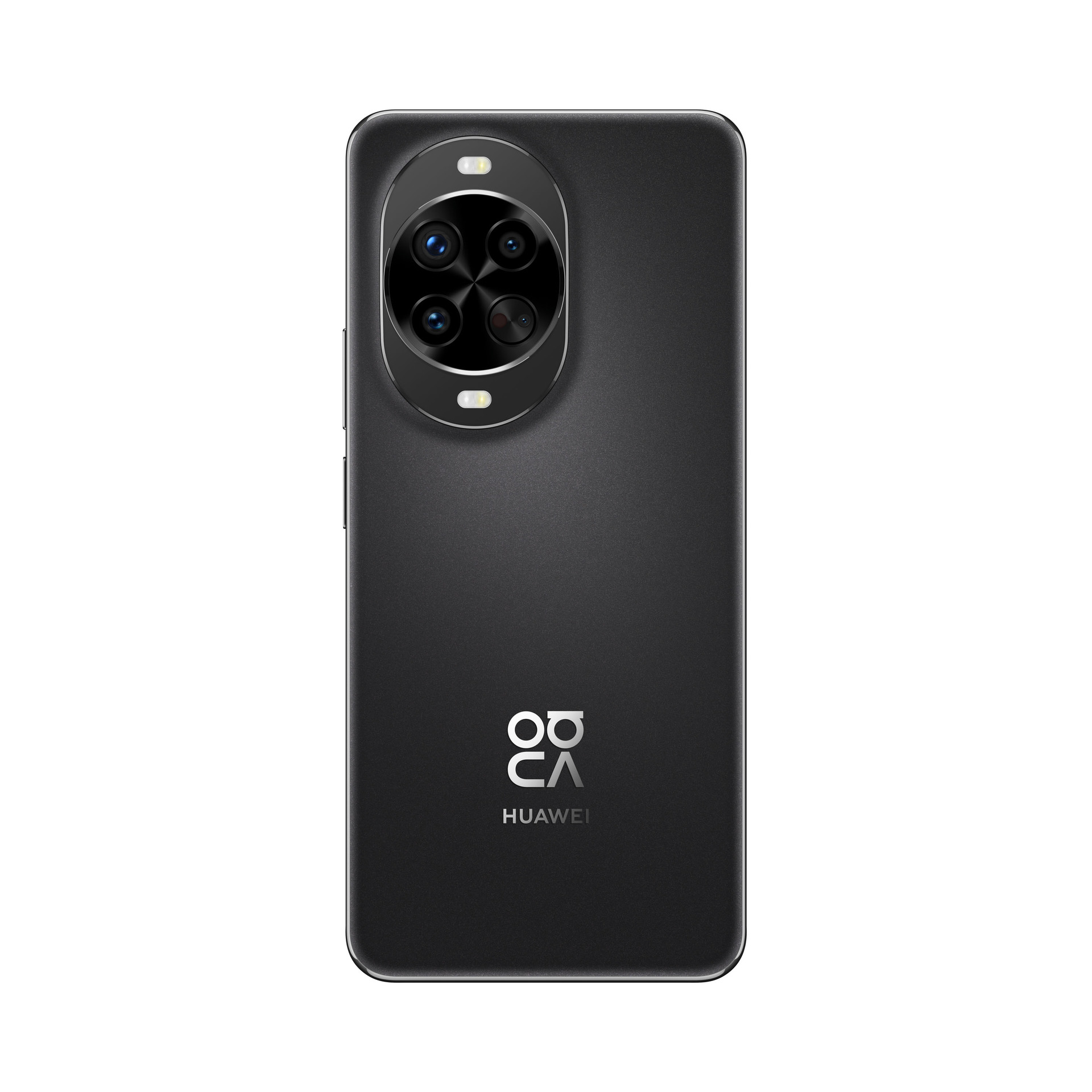 Rückseite eines dunklen Huawei-Smartphones mit vier Kameras und Logo.