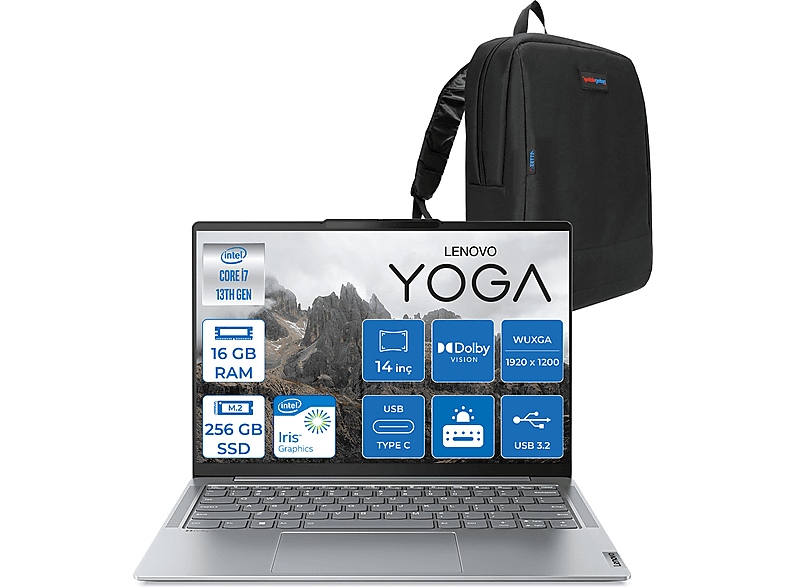 LENOVO yoga Slim 6 14IRH8 WUXGA 400nits OLED 883E0005YTR01 Intel® Core™ i7-13700H 16 GB RAM 256 GB SSD 14 inç FreeDOS Laptop+Çanta Siyah