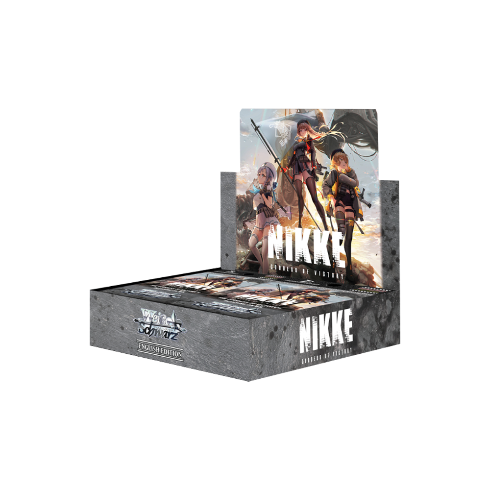 Box mit Anime-Figuren für das Spiel NIKKE, Goddess of Victory.