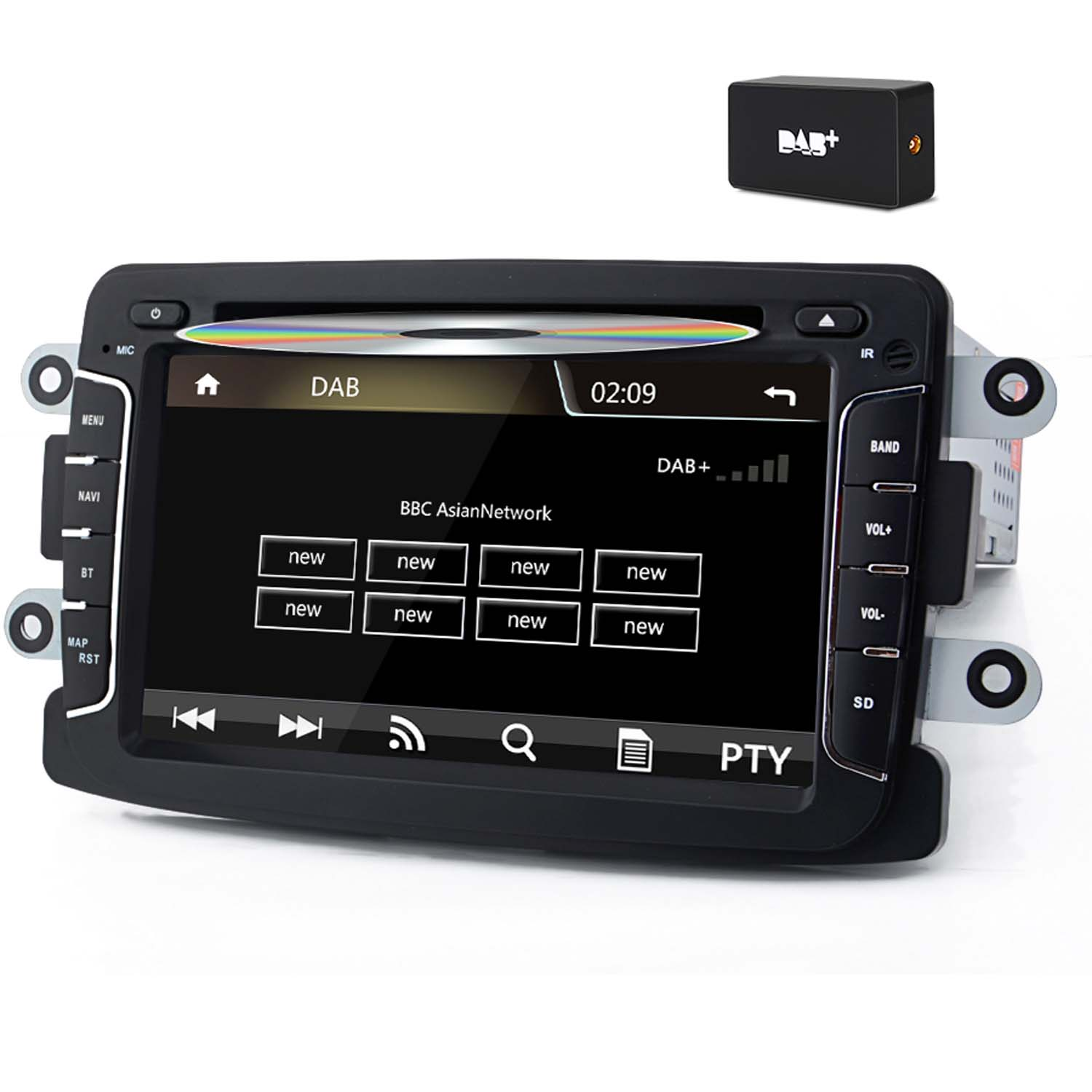 Ein DAB+ Autoradio mit CD-Slot und einem separaten DAB+ Empfänger.