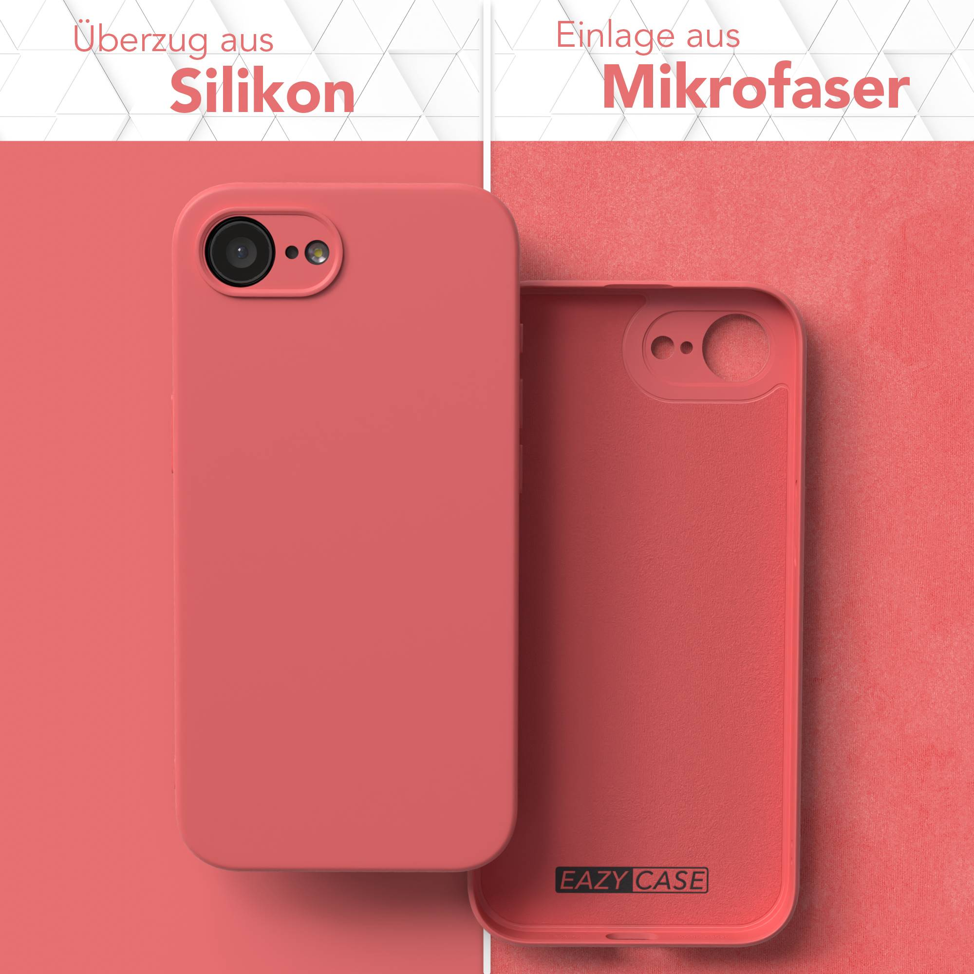 Zwei Handyhüllen, eine aus Silikon, die andere aus Mikrofaser.