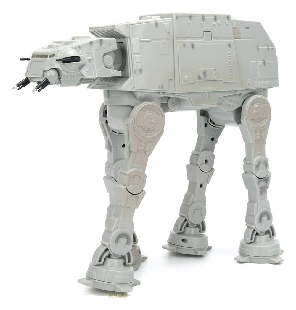 Ein grauer Star Wars AT-AT Walker Spielzeug mit vier Beinen und zwei vorderen Kanonen.