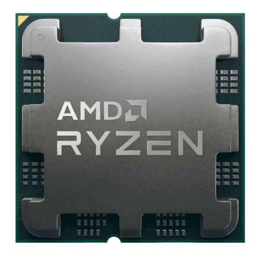 CPU AMD Ryzen argento con heat spreader metallico e pin visibili.