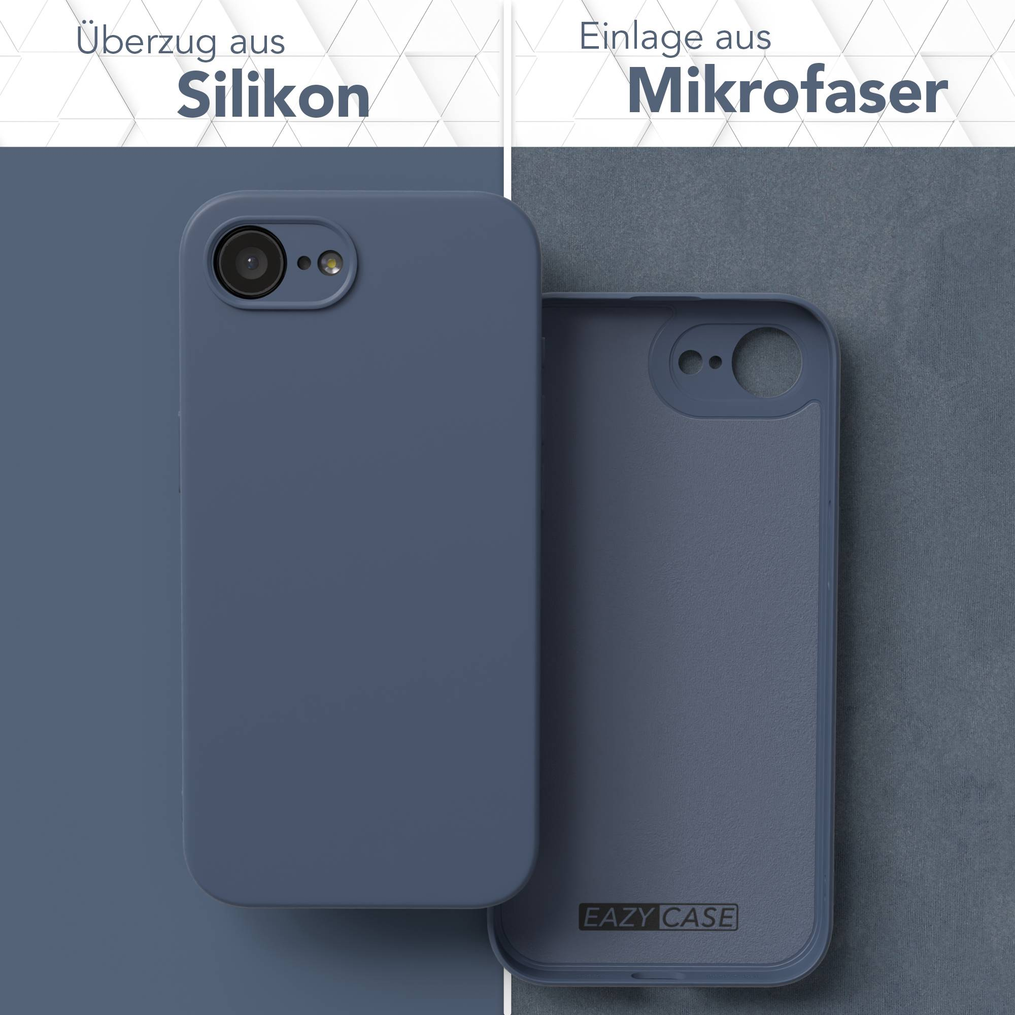 Zwei blaue Handyhüllen, außen Silikon, innen Mikrofaser.