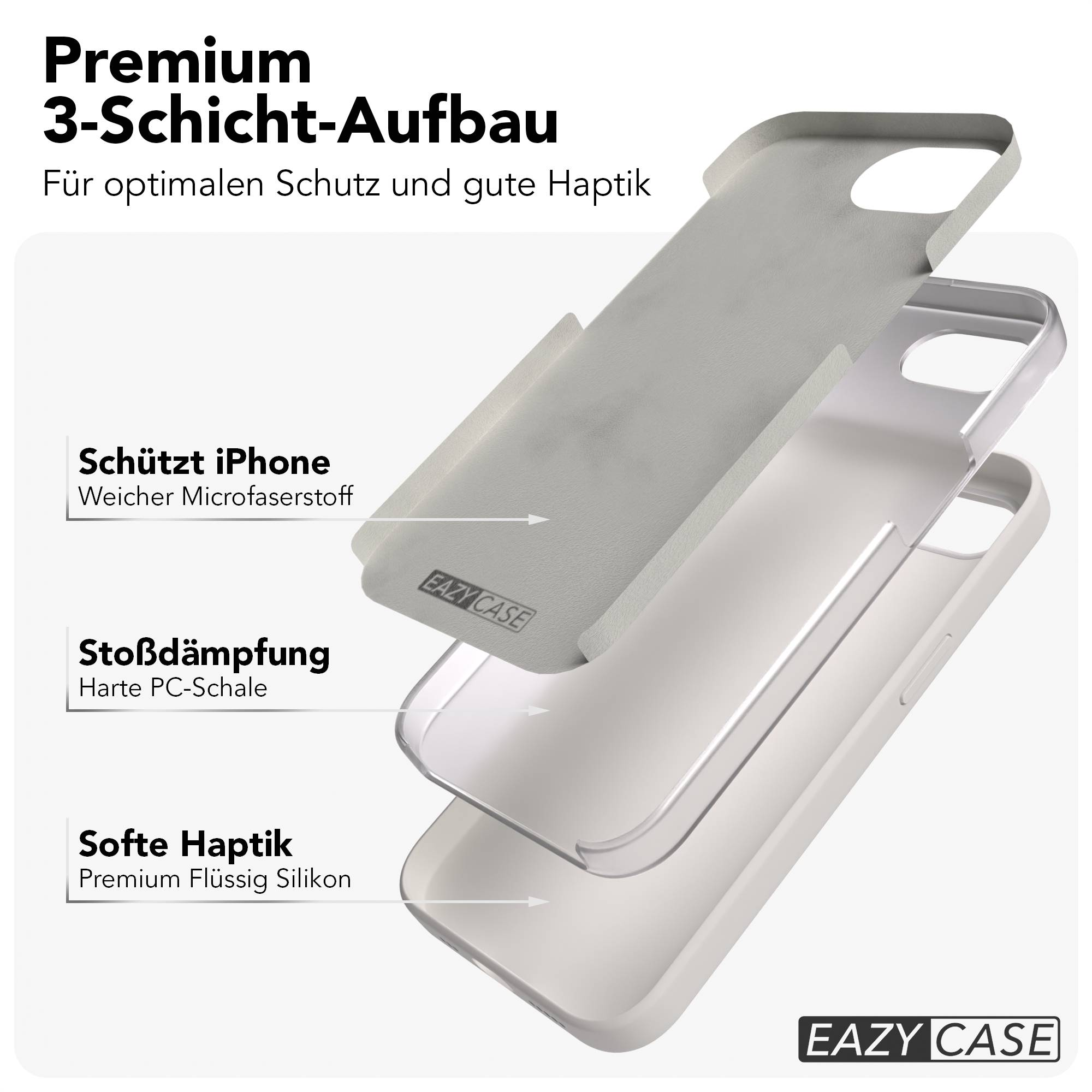 Dreischicht-iPhone-Hülle mit Mikrofaser, PC-Schale und Silikon.