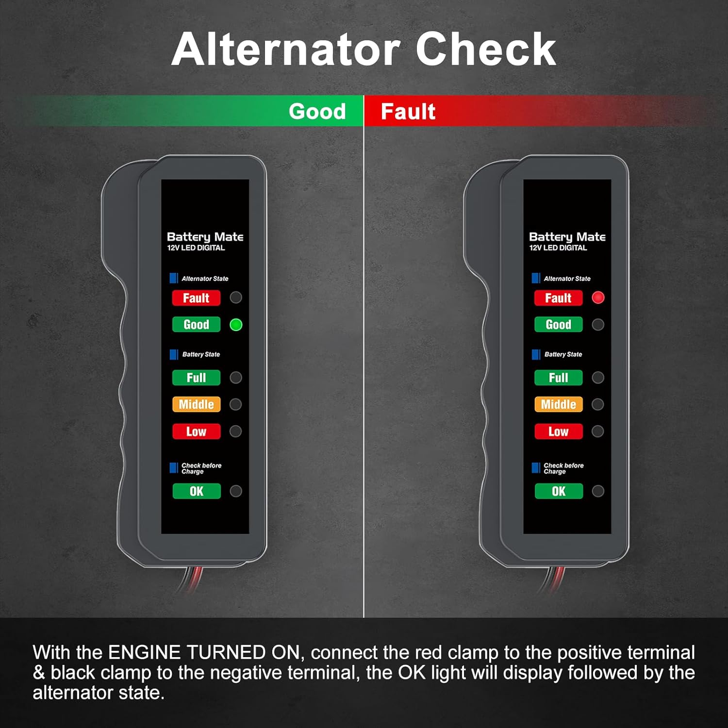 Zwei digitale Batterietester zeigen 