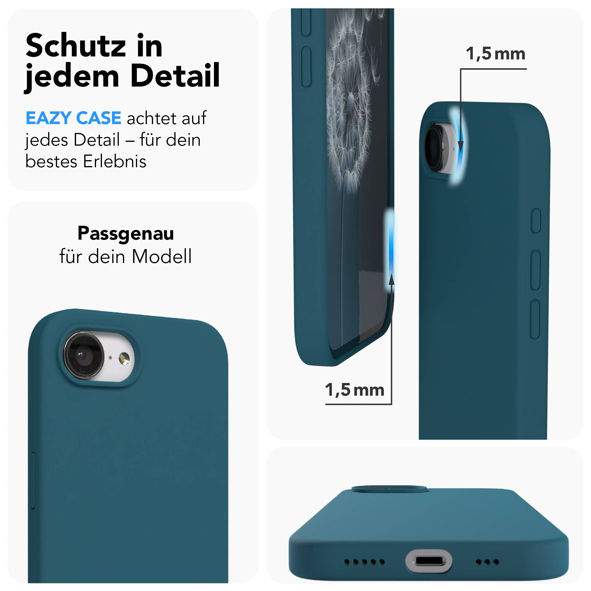 Blauer Handyhülle mit Dandelion-Motiv, 1,5mm Schutz