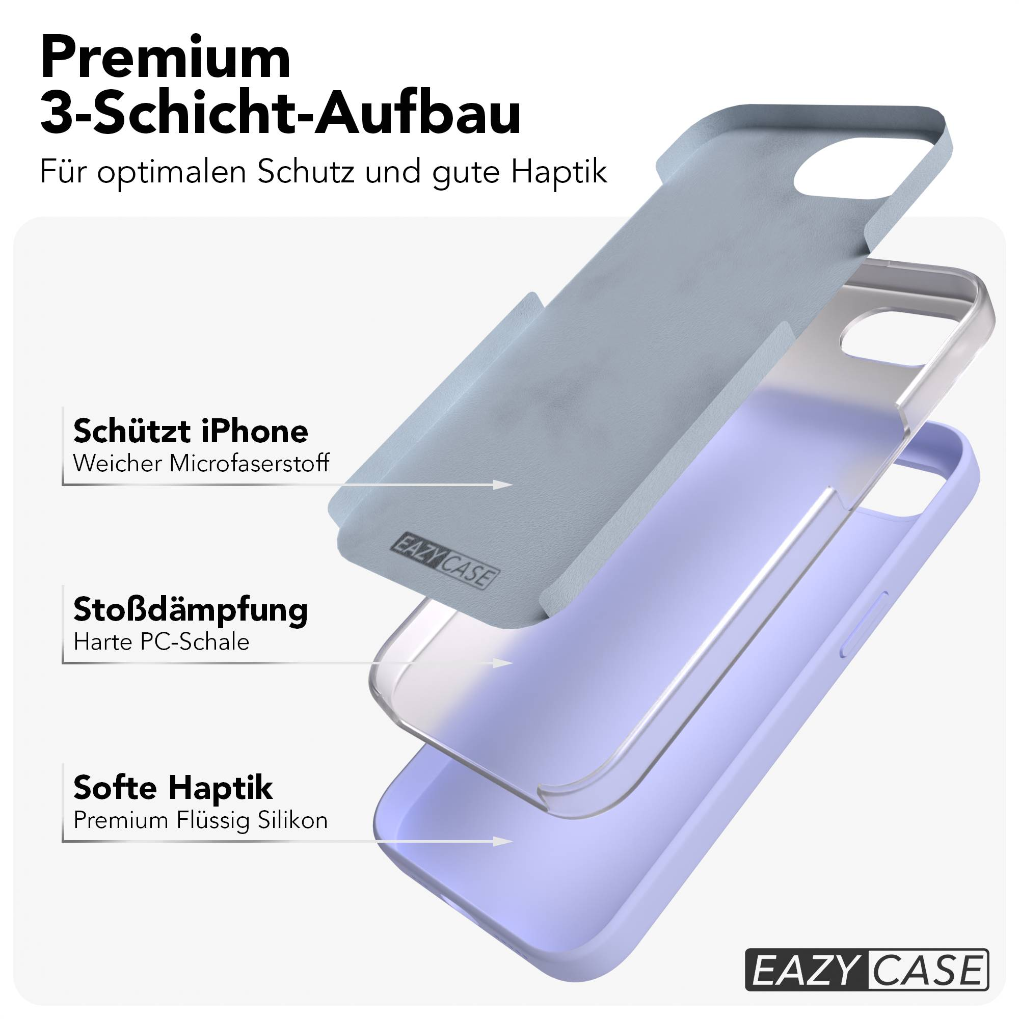 3-Schicht-iPhone-Hülle mit Mikrofaser, PC-Schale und Silikon.