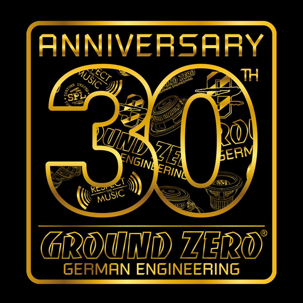 Goldene 30-Jahres-Feier von Ground Zero German Engineering mit Lautsprechern.