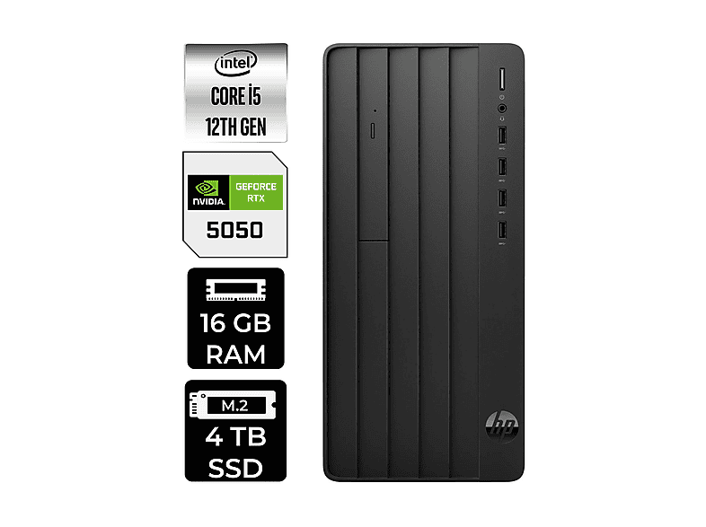 HP Pro Tower 290 G9 RTX5050 8GB B70VDATPN496 PER4 Bellek Intel Core i5-12500 16 GB RAM 4 TB SSD FreeDOS Masaüstü Bilgisayar