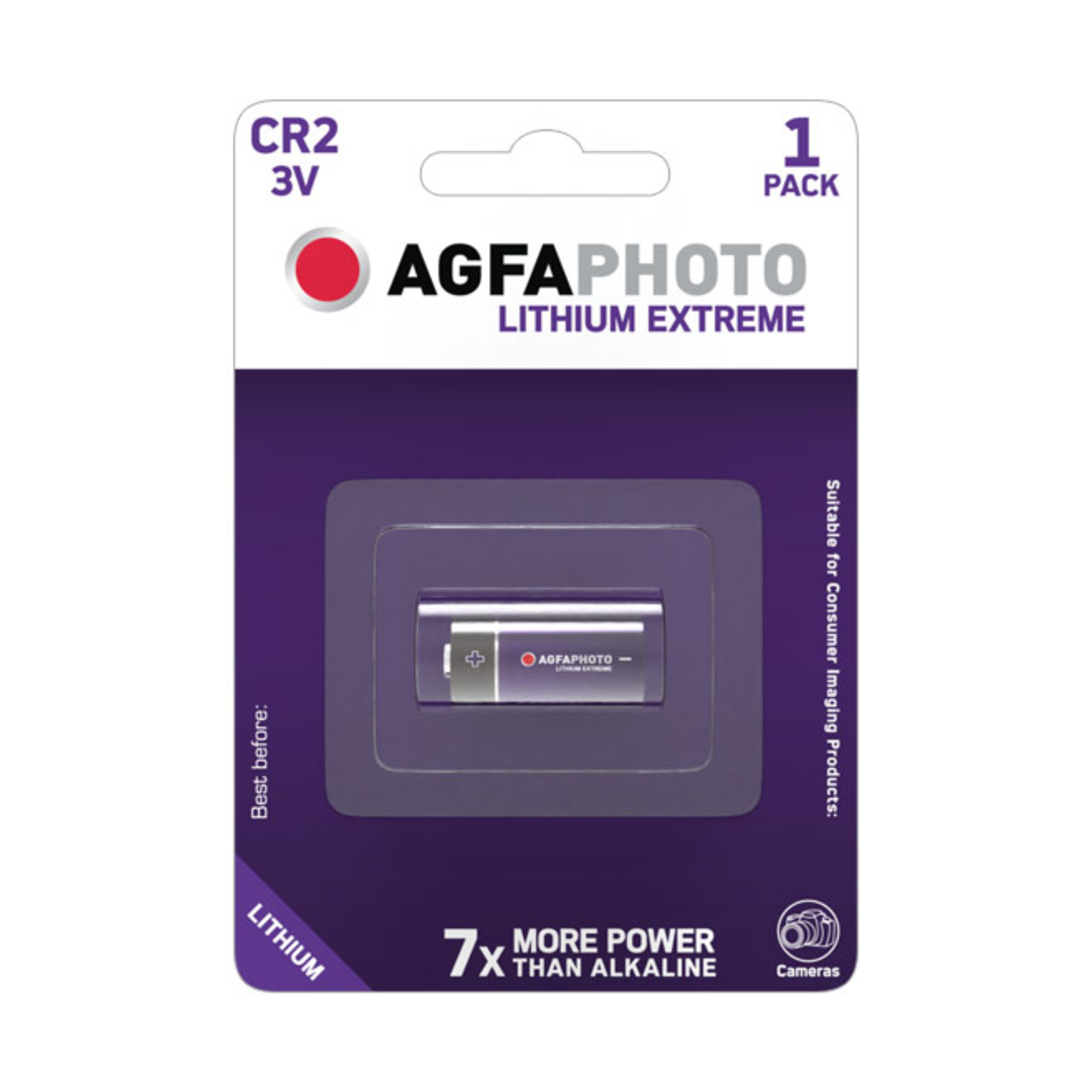 Pile lithium AGFAPHOTO CR2 3V en un seul paquet.