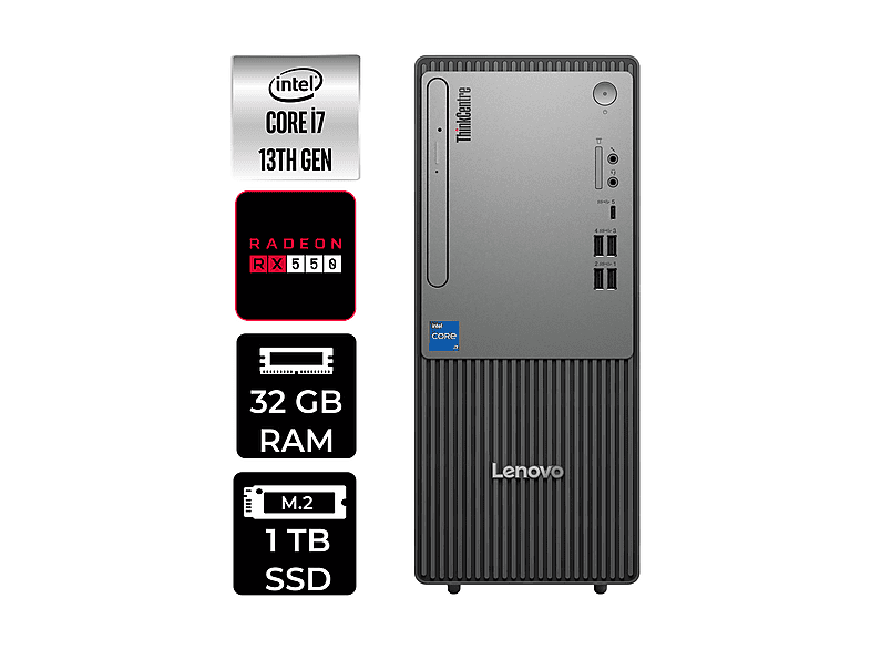 LENOVO ThinkCentre Neo 50T RX550/4GB 12UB000HTRP366 PER4 Bellek Intel® Core™ i7-13700 32 GB RAM 1 TB SSD FreeDOS Masaüstü Bilgisayar
