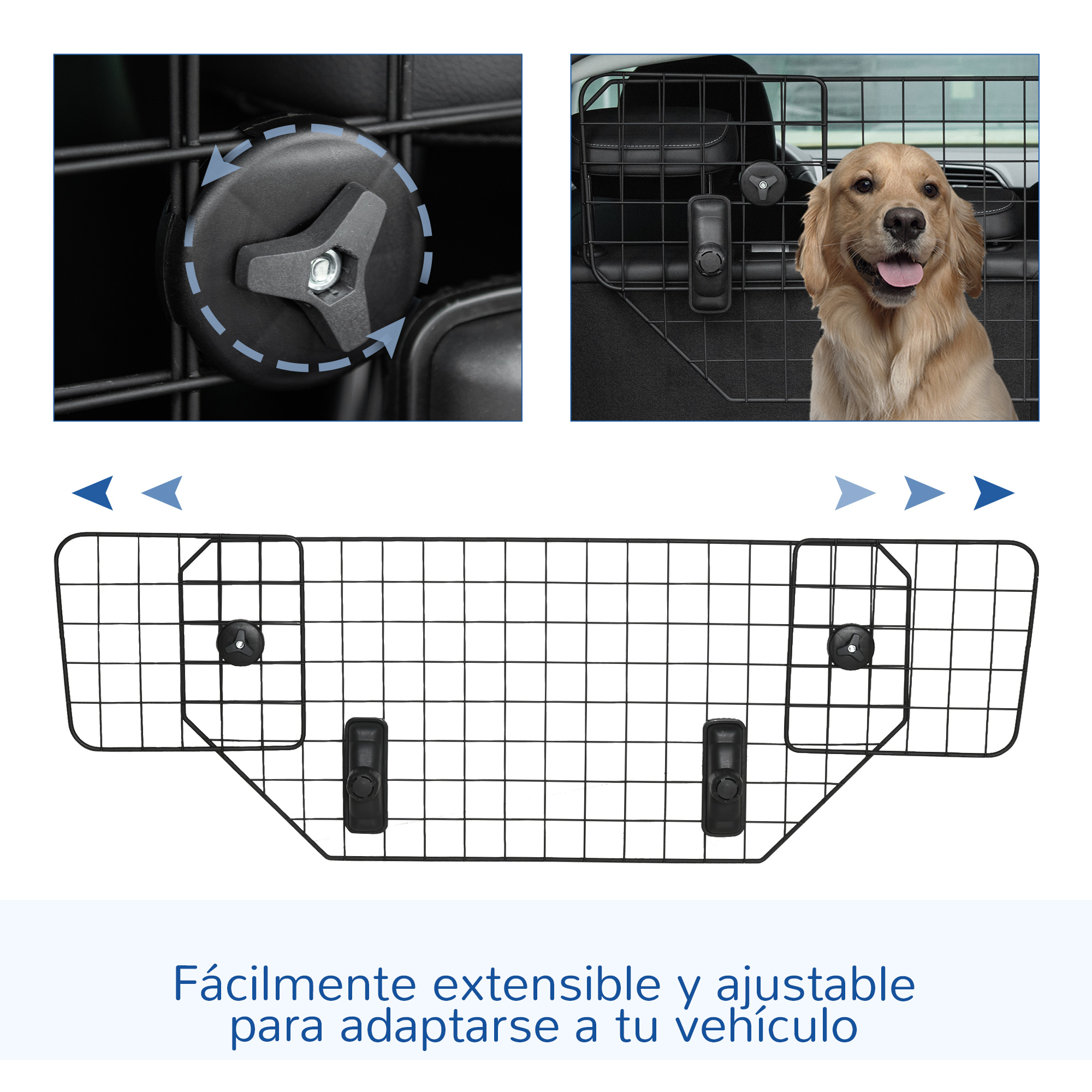 Barrera para perros en coche: pomo ajuste, perro en coche, rejilla.