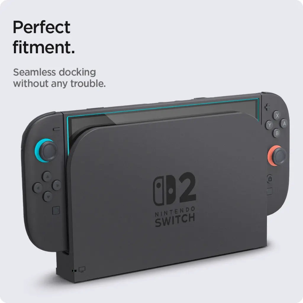 Console Nintendo Switch grigia agganciata con Joy-Con attaccati ai lati.