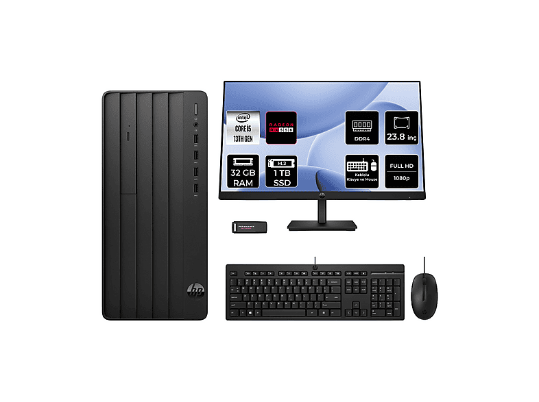 HP Pro Tower 290 G9 B70VKATPN594 PER4 Bellek Intel Core i5-13500 32 GB RAM 1 TB SSD FreeDOS Masaüstü Bilgisayar