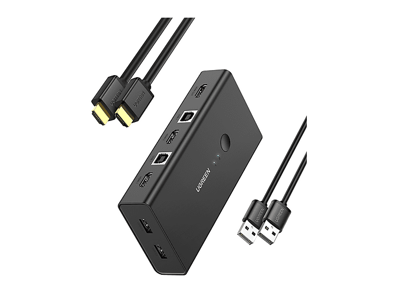 UGREEN 4K HDMI KVM 2-in-1, 2xHDMI In 1xHDMI Out 2xUSB-A 2.0 2xUSB-A 1.1 50744 10 Switch Siyah