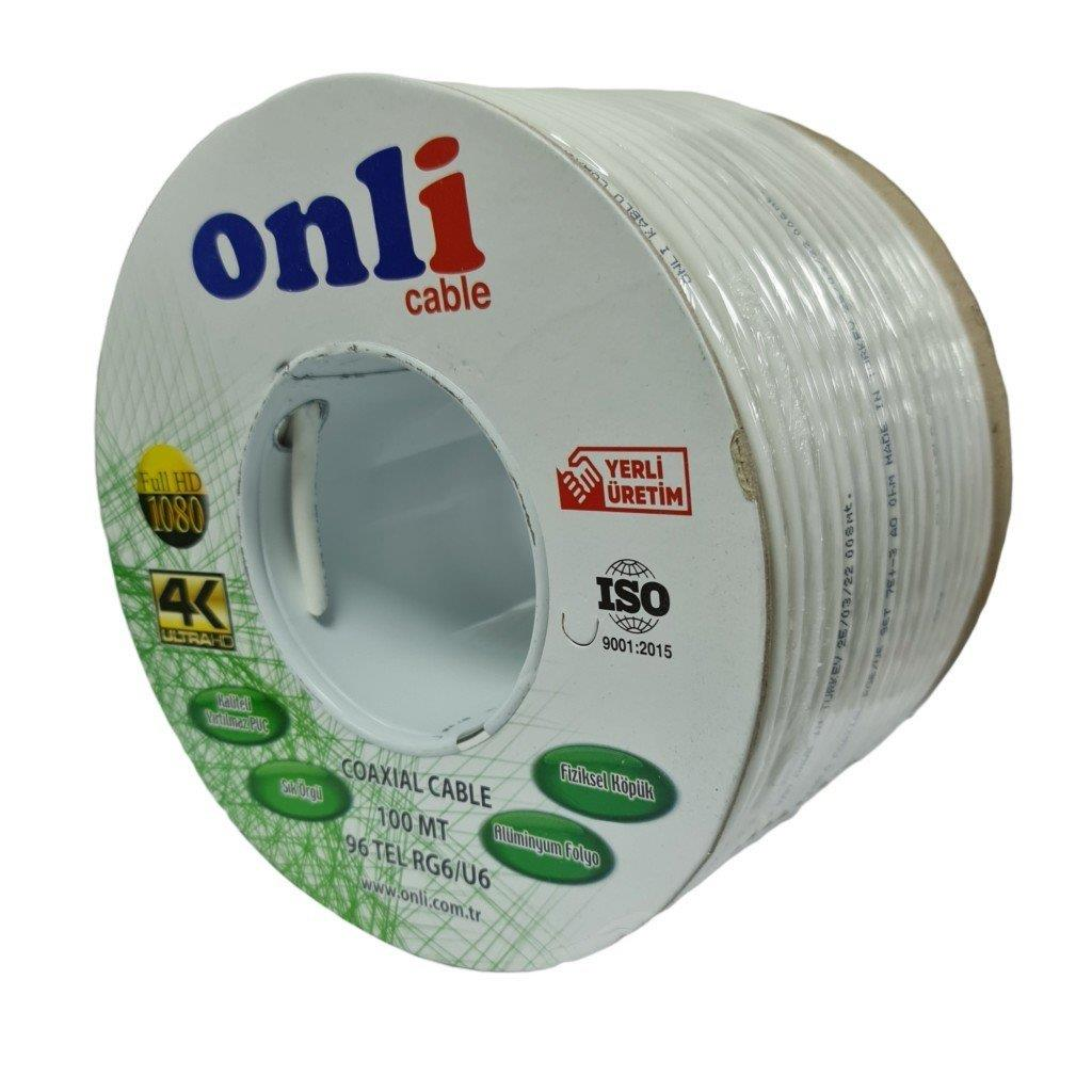 Full HD, 4K ve ISO 9001 işaretli beyaz Onli koaksiyel kablo makarası.