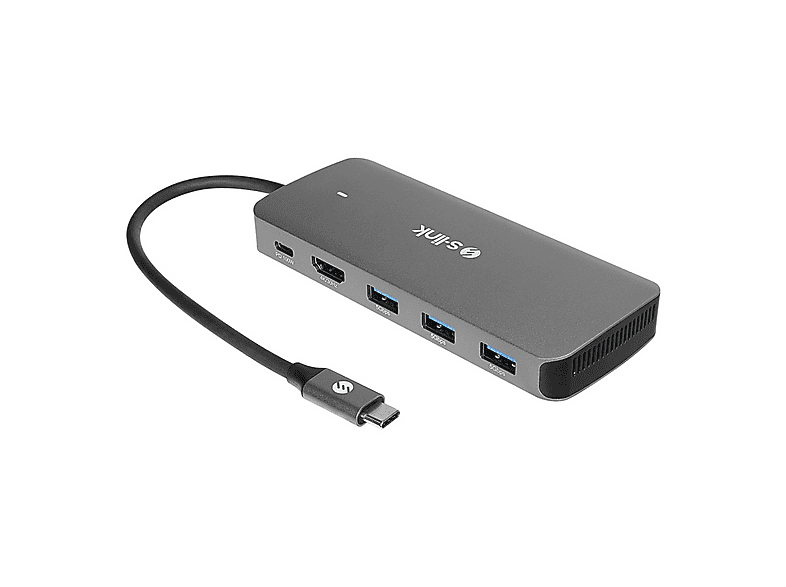 S-LINK SWV-USBC036 6in1 Gri Metal Type-C to HDMI+USB3.0+PD3.0 USB-C 3.1 M.2 SSD Okuyucu Gri