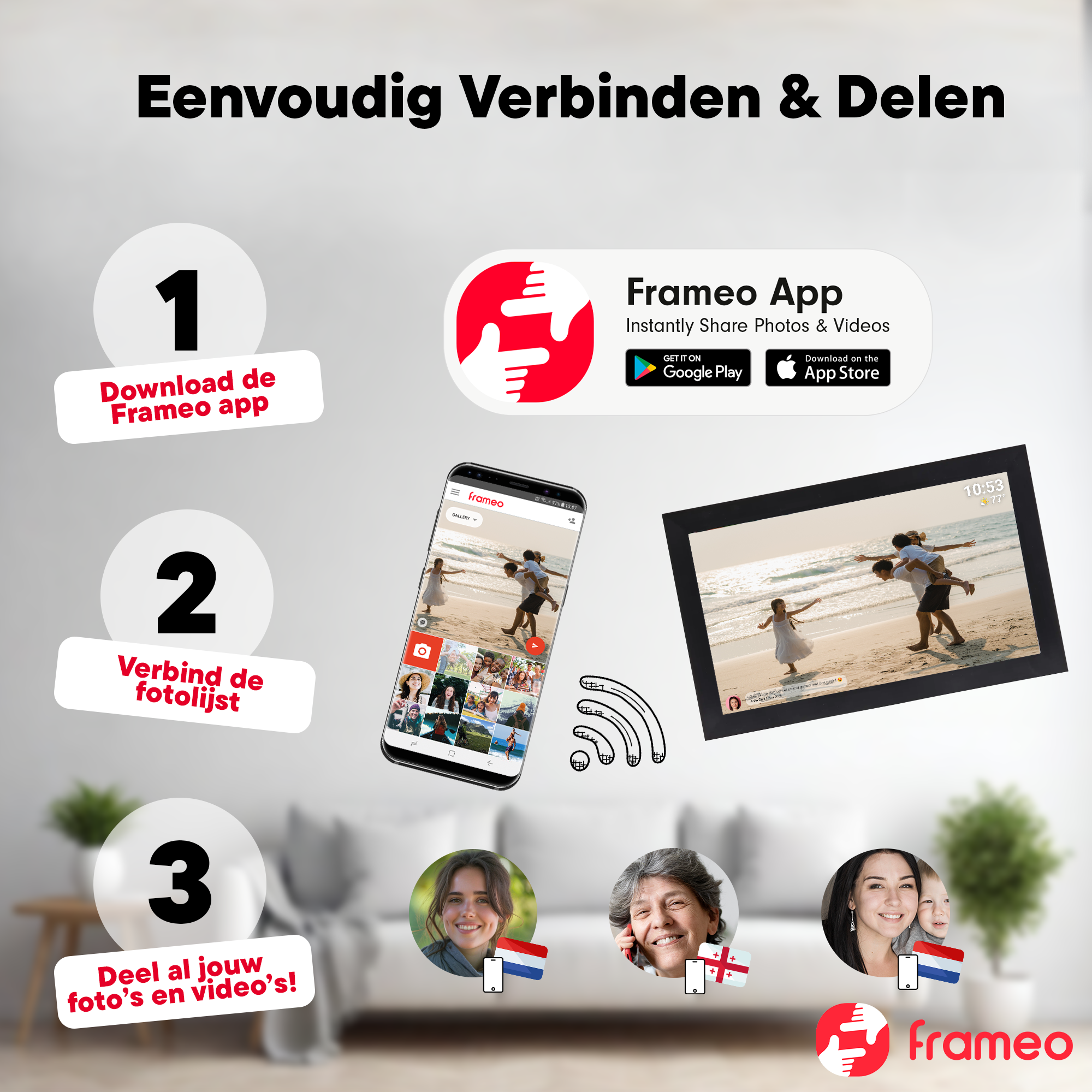 Guide étape par étape : Téléchargez l'application, connectez le cadre, partagez des photos.