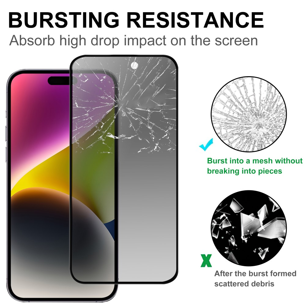 Protection d'écran de téléphone résistante aux éclats, montre écran fissuré et débris.