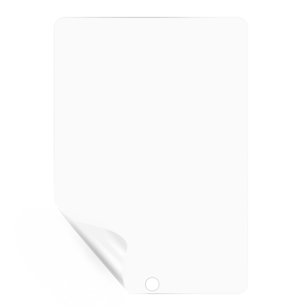 Protection d'écran pour tablette avec coins arrondis et icône de bouton d'accueil.