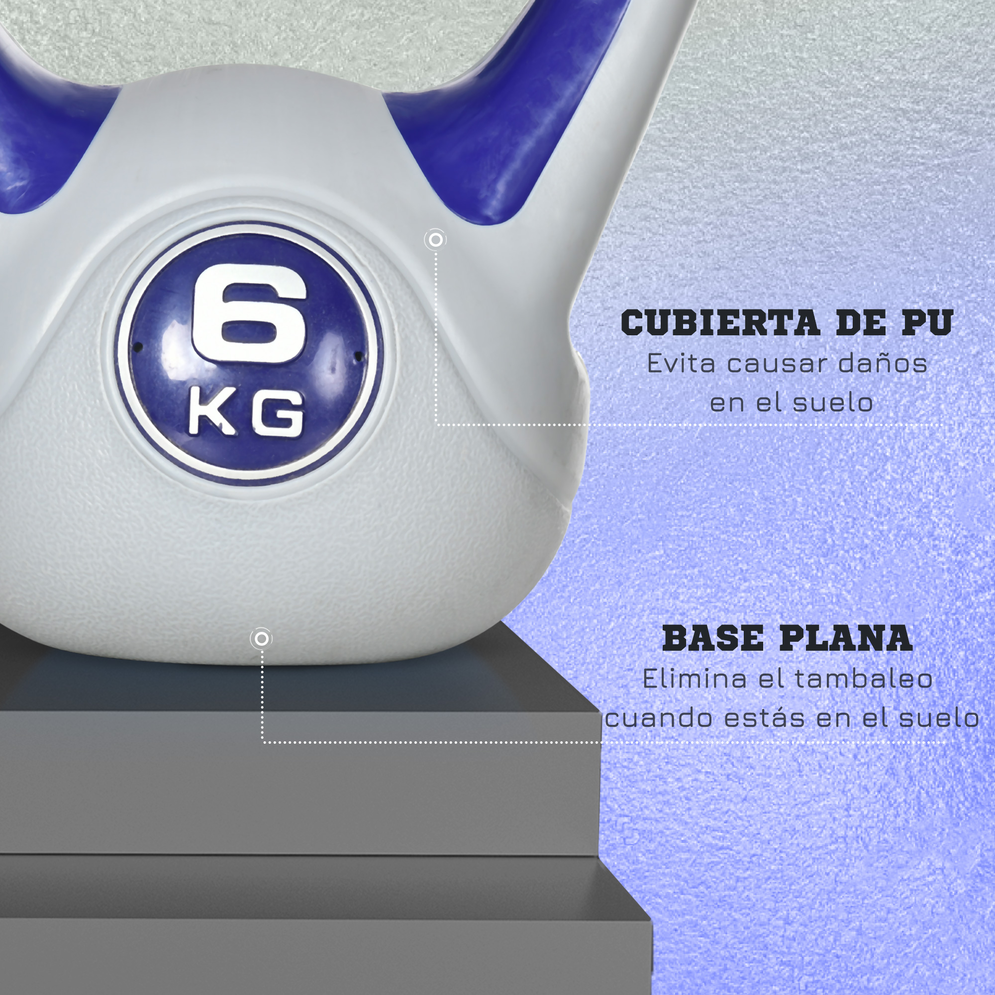 Una pesa rusa de 6 kg con cubierta de PU y base plana.