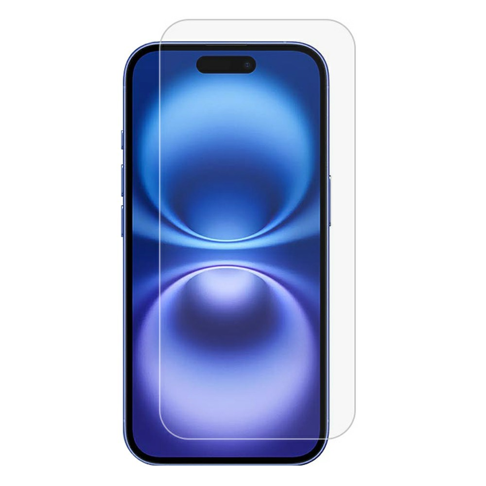Ein klarer Displayschutz für ein blaues Smartphone mit einem Ausschnitt oben.