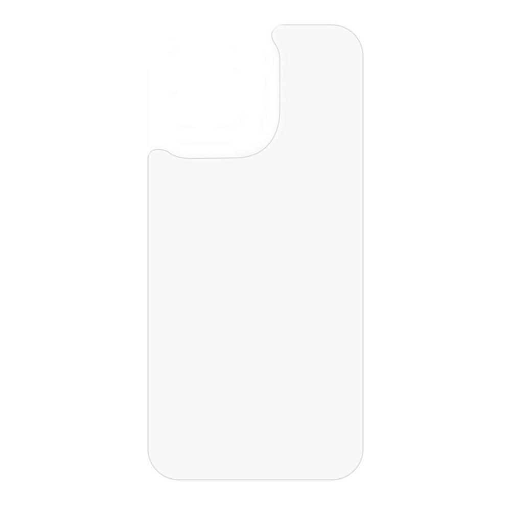 Un protecteur d'écran transparent pour smartphone avec coin supérieur gauche arrondi.