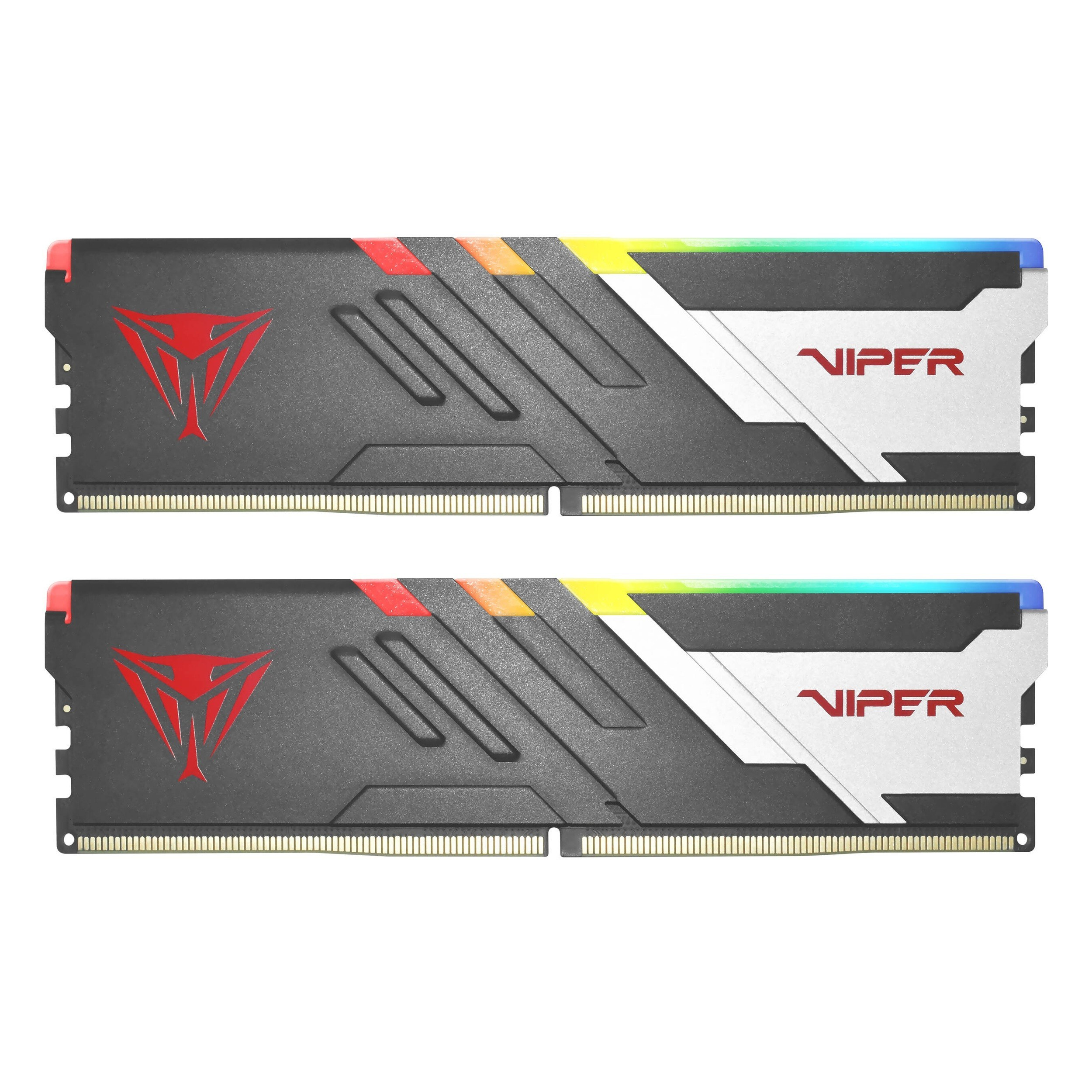 Due moduli RAM Viper con logo di serpente rosso e illuminazione RGB.