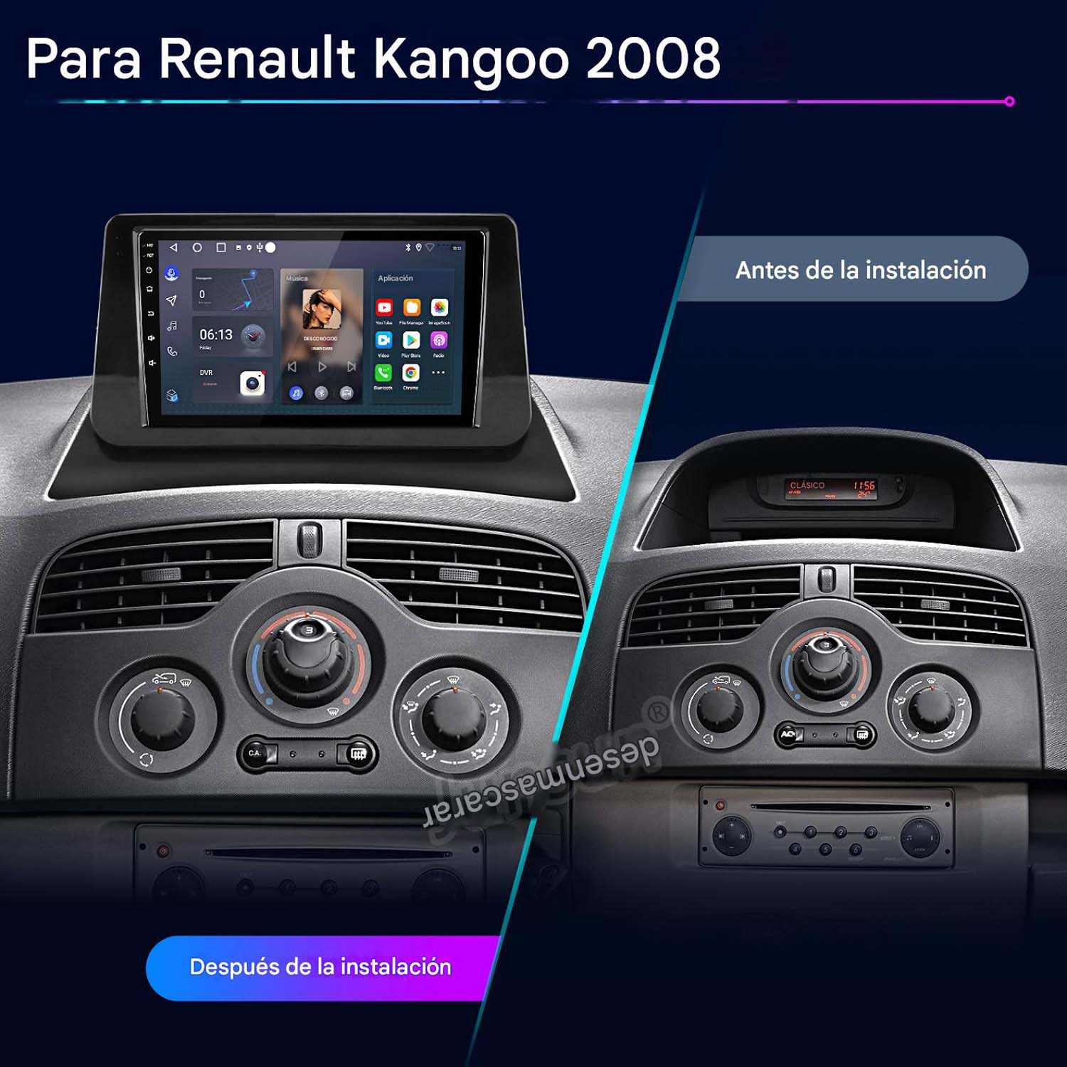 Autorradio | Para Renault Kangoo 2008-2018 HEXINEX, 9 