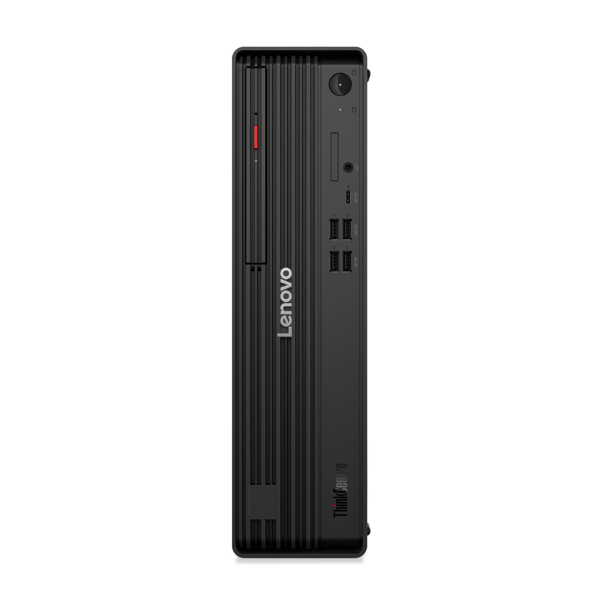 PC Lenovo ThinkCentre nero con porte e fessure di ventilazione.