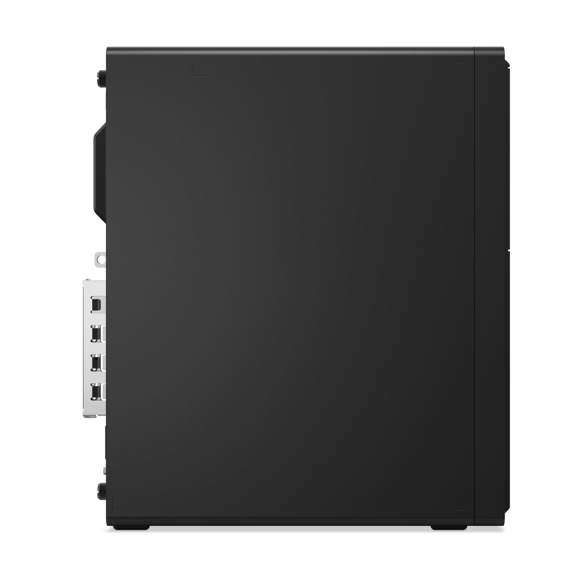 Case del computer nero in vista laterale, con porte visibili.