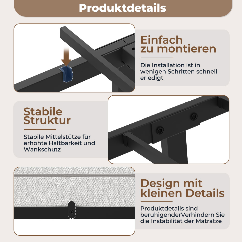 Produktdetails: Einfach zu montieren, stabile Struktur, Design mit kleinen Details.