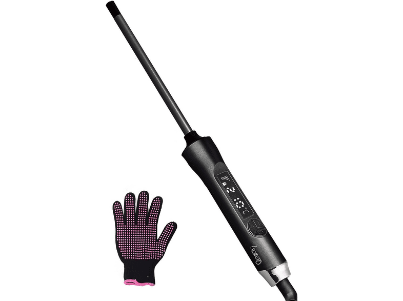 HAIRENS HRS-140 Afro Dalga 9 mm Kıvırcık 20 cm Ultra Uzun Başlık Eldiven Saç Maşası Siyah